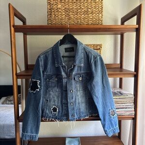 Anthropologie Blue Distressed Jean Jacket